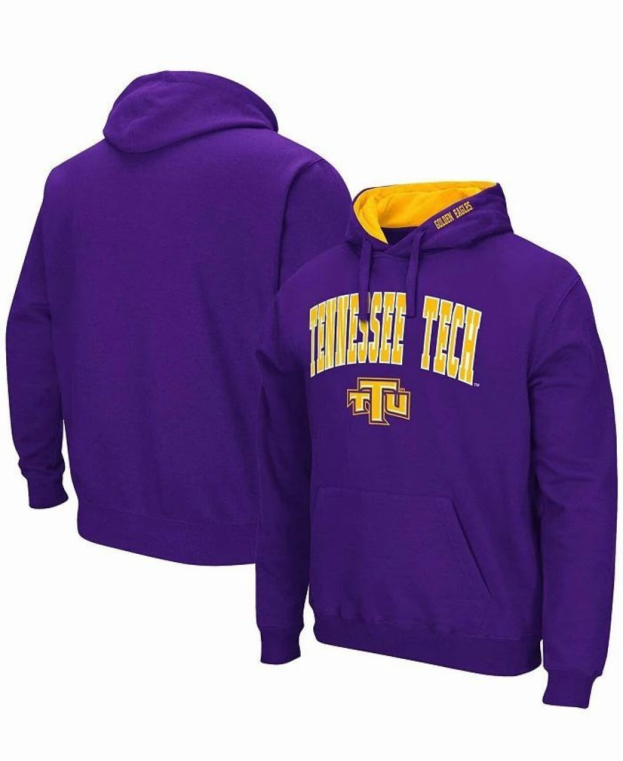 Sports Fan Shop * | Men'S Tennessee Tech Golden Eagles Arch & Logo Pullover Hoodie Purple