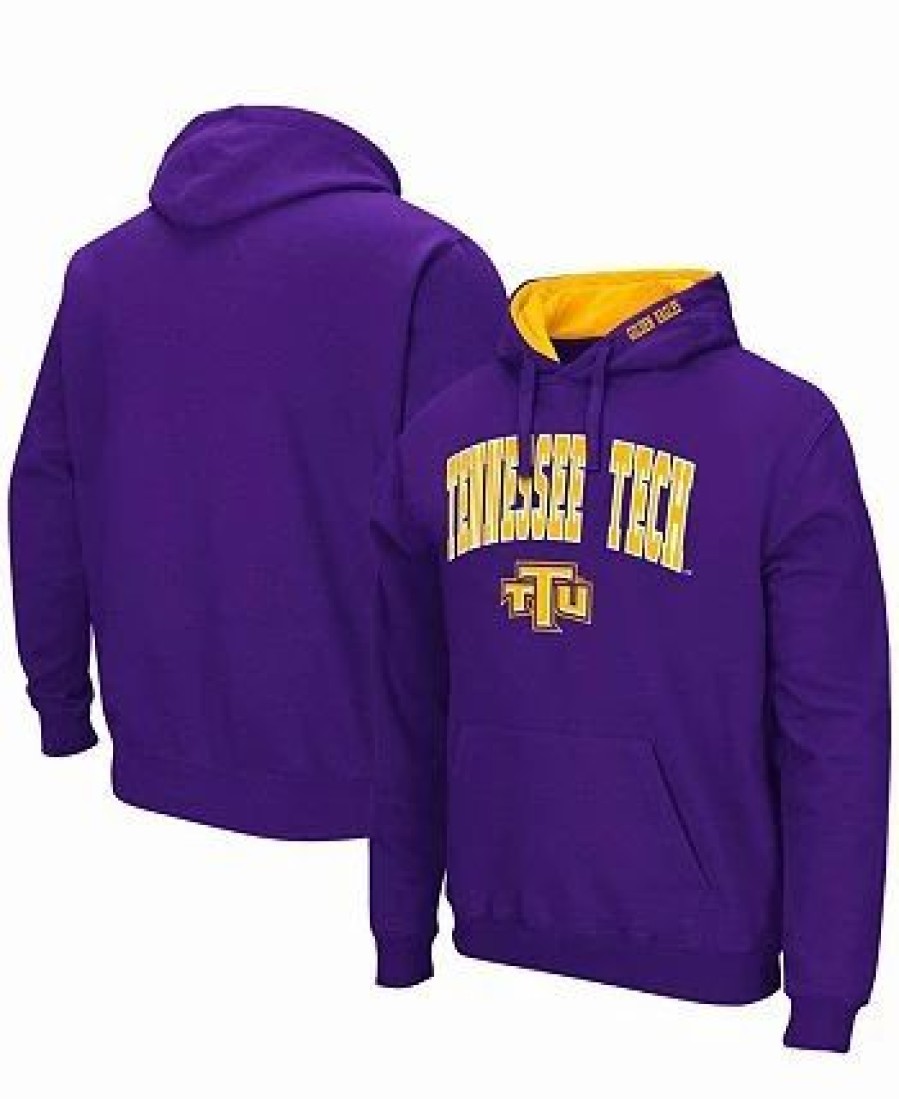 Sports Fan Shop * | Men'S Tennessee Tech Golden Eagles Arch & Logo Pullover Hoodie Purple