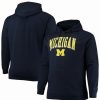 Sports Fan Shop * | Champion Men'S Michigan Wolverines Big And Tall Arch Over Logo Powerblend Pullover Hoodie Navy