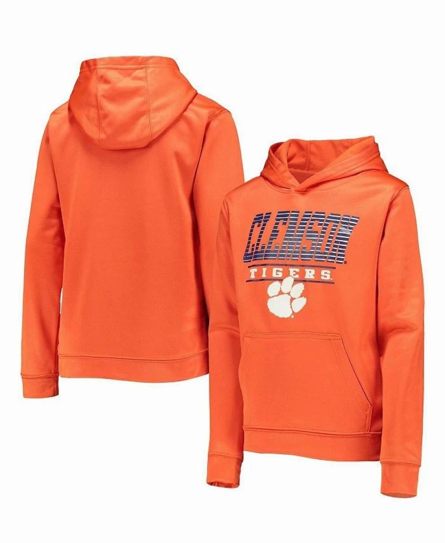 Sports Fan Shop * | Outerstuff Youth Boys Clemson Tigers Fast Pullover Hoodie Orange