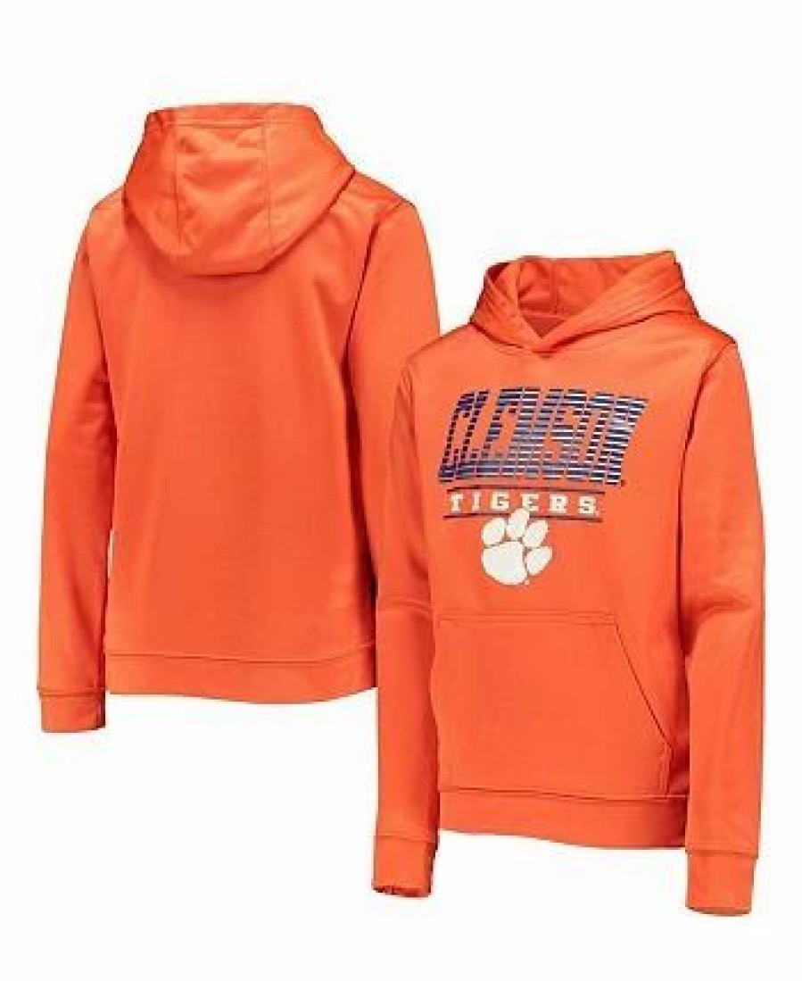 Sports Fan Shop * | Outerstuff Youth Boys Clemson Tigers Fast Pullover Hoodie Orange