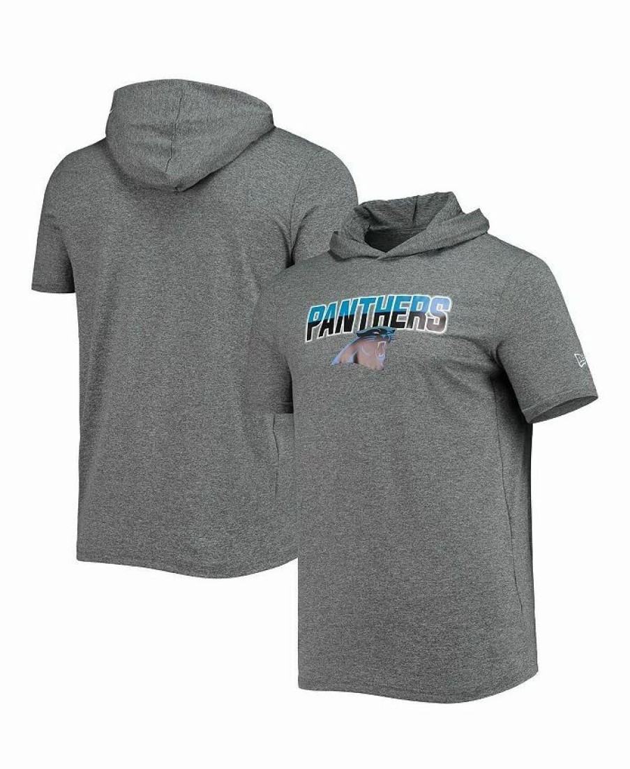 Sports Fan Shop * | New Era Men'S Heathered Carolina Panthers Team Brushed Hoodie T-Shirt Gray