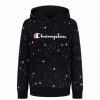 Kids * | Champion Toddler Girls Paint Splatter All Over Print Fleece Hoodie Black