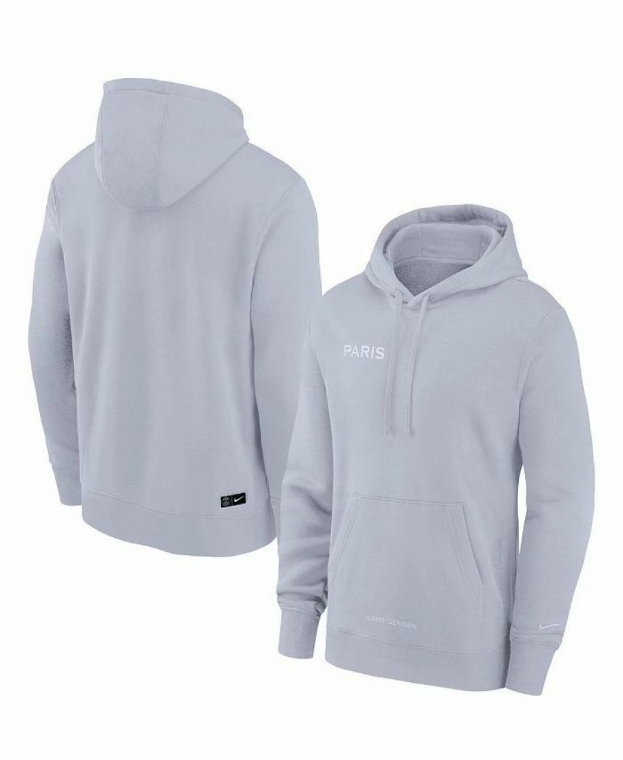 Sports Fan Shop * | Nike Men'S Paris Saint-Germain Fleece Pullover Hoodie Gray