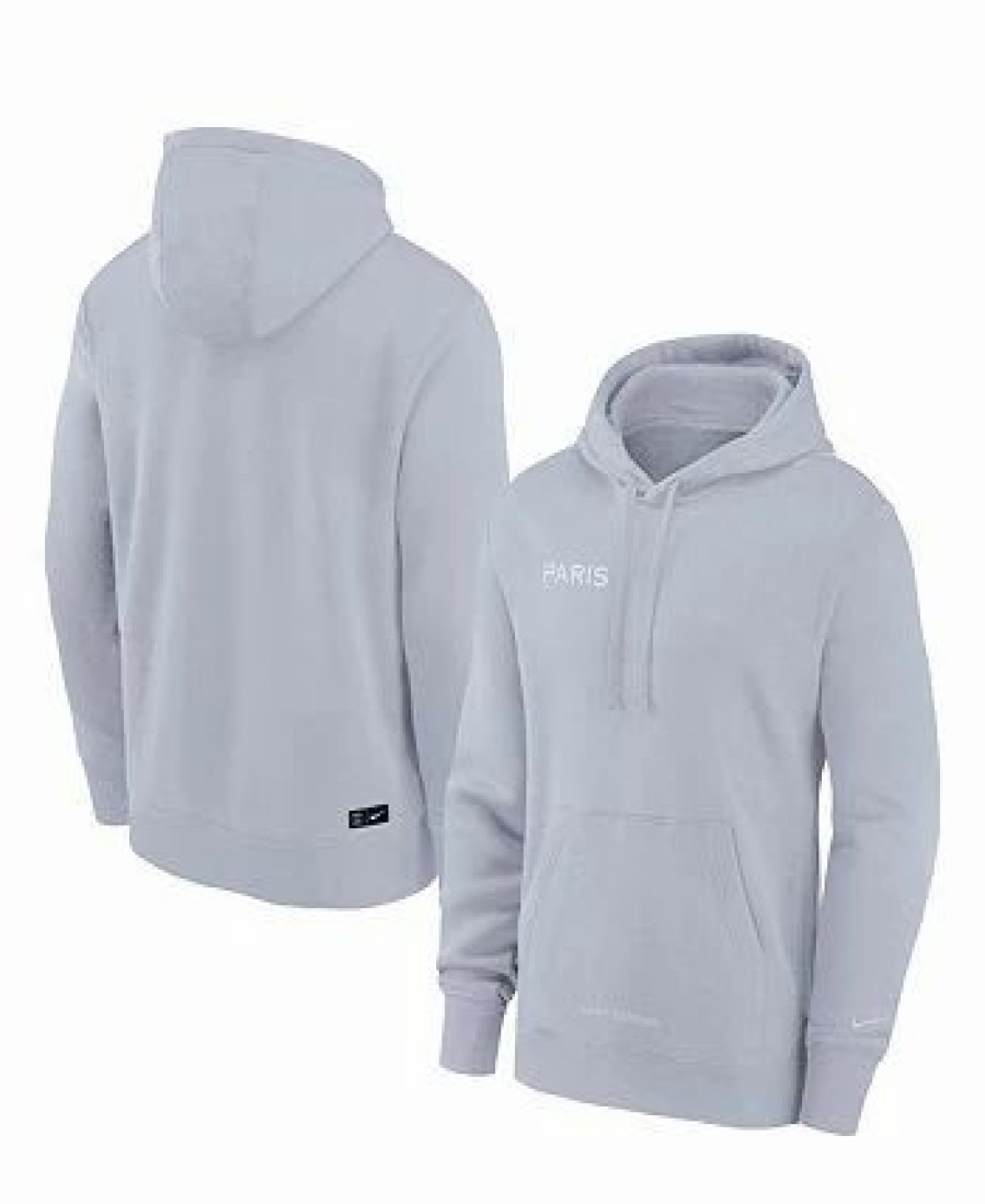 Sports Fan Shop * | Nike Men'S Paris Saint-Germain Fleece Pullover Hoodie Gray