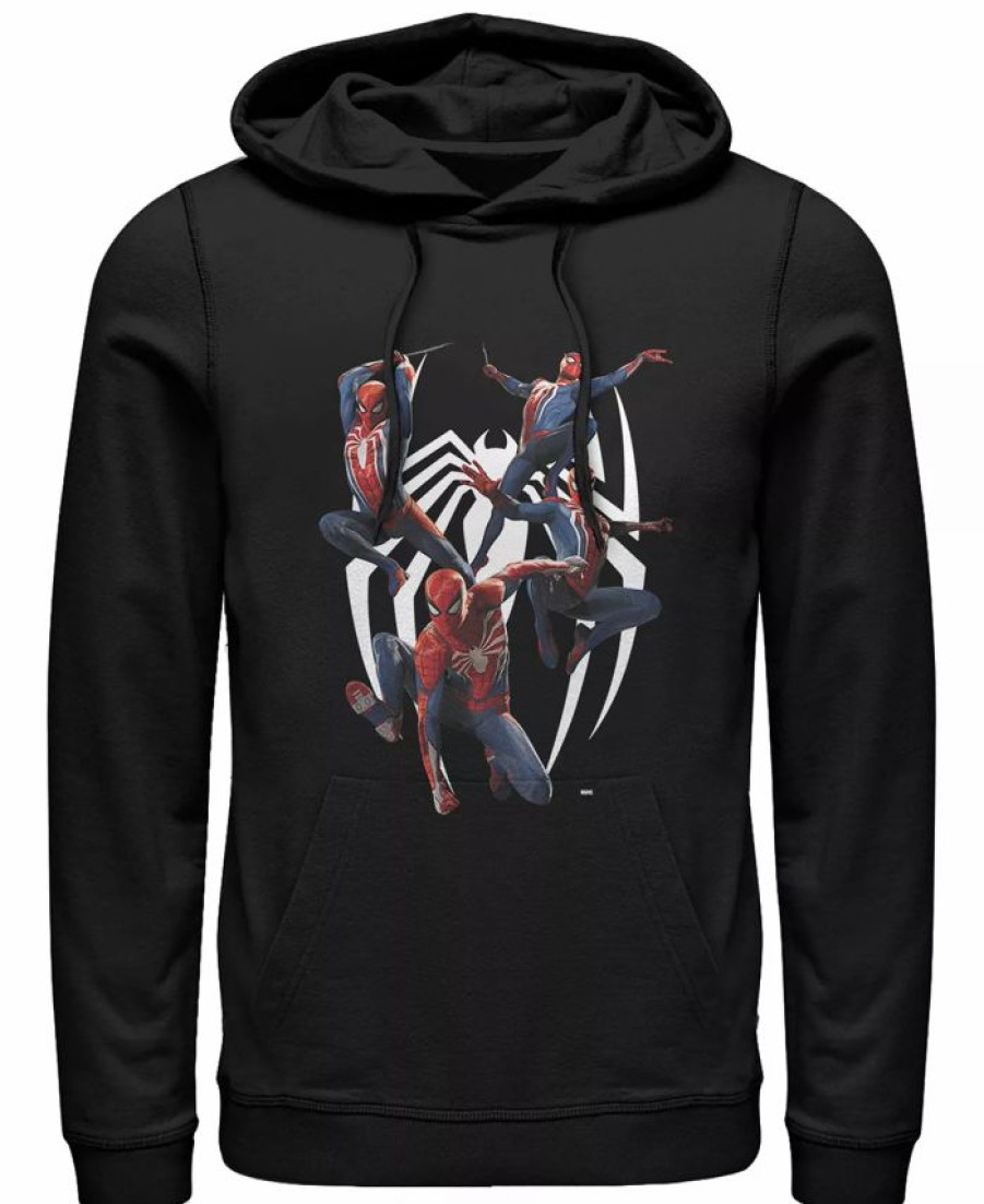 Hoodies & Sweatshirts * | Marvel Men'S Gamerverse Spider-Man Multiplied Chest Logo, Pullover Hoodie Black