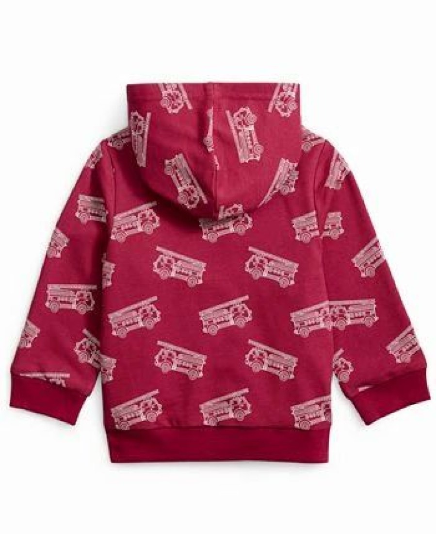 Kids * | Baby Boys Fire Truck Zip Up Hoodie, Created For Macy'S Sweet Raspberry