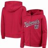 Sports Fan Shop * | Outerstuff Boys Youth Washington Nationals Team Color Wordmark Full-Zip Hoodie Red