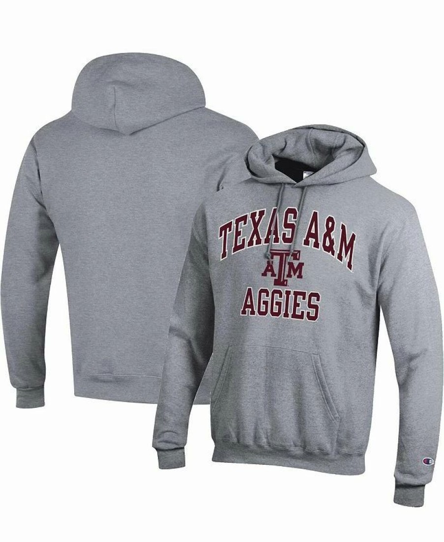 Sports Fan Shop * | Champion Men'S Texas A&M Aggies High Motor Pullover Hoodie Heather Gray