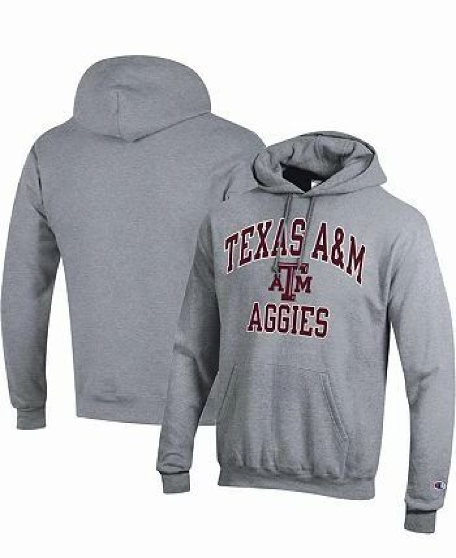 Sports Fan Shop * | Champion Men'S Texas A&M Aggies High Motor Pullover Hoodie Heather Gray