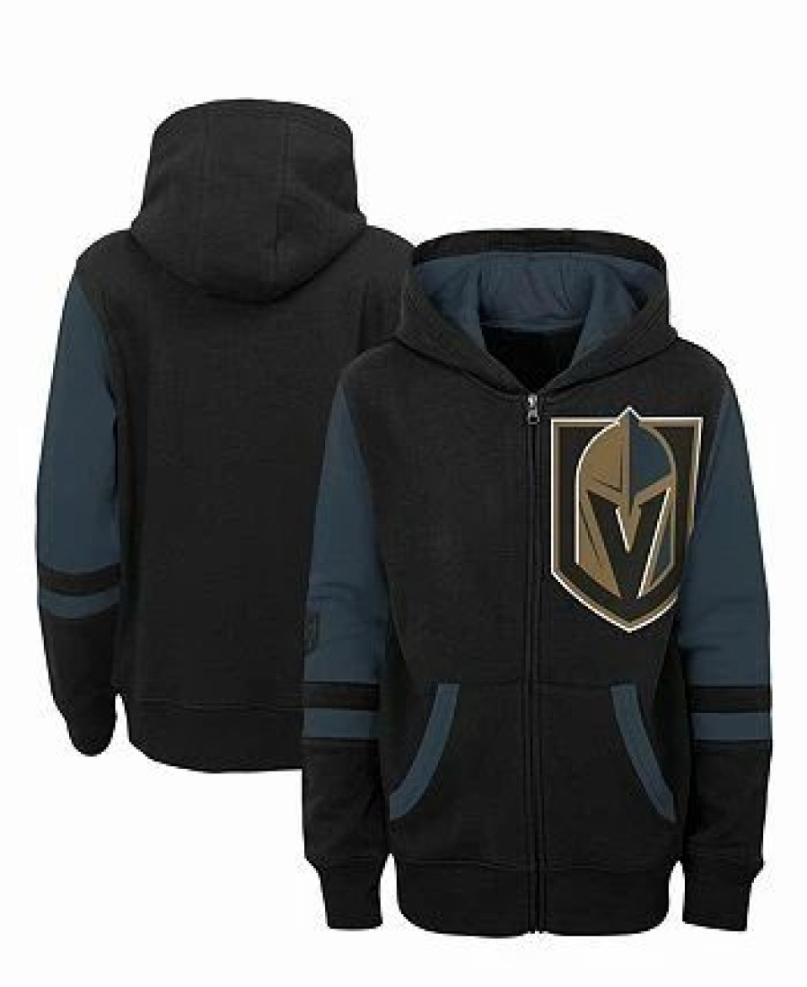 Sports Fan Shop * | Outerstuff Preschool Unisex Vegas Golden Knights Faceoff Fleece Full-Zip Hoodie Jacket Black