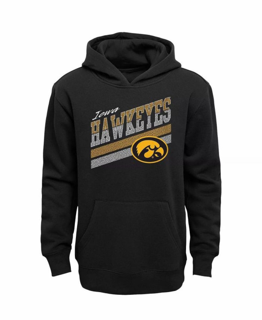 Sports Fan Shop * | Outerstuff Youth Boys Iowa Hawkeyes Love Of The Game Pullover Hoodie Black