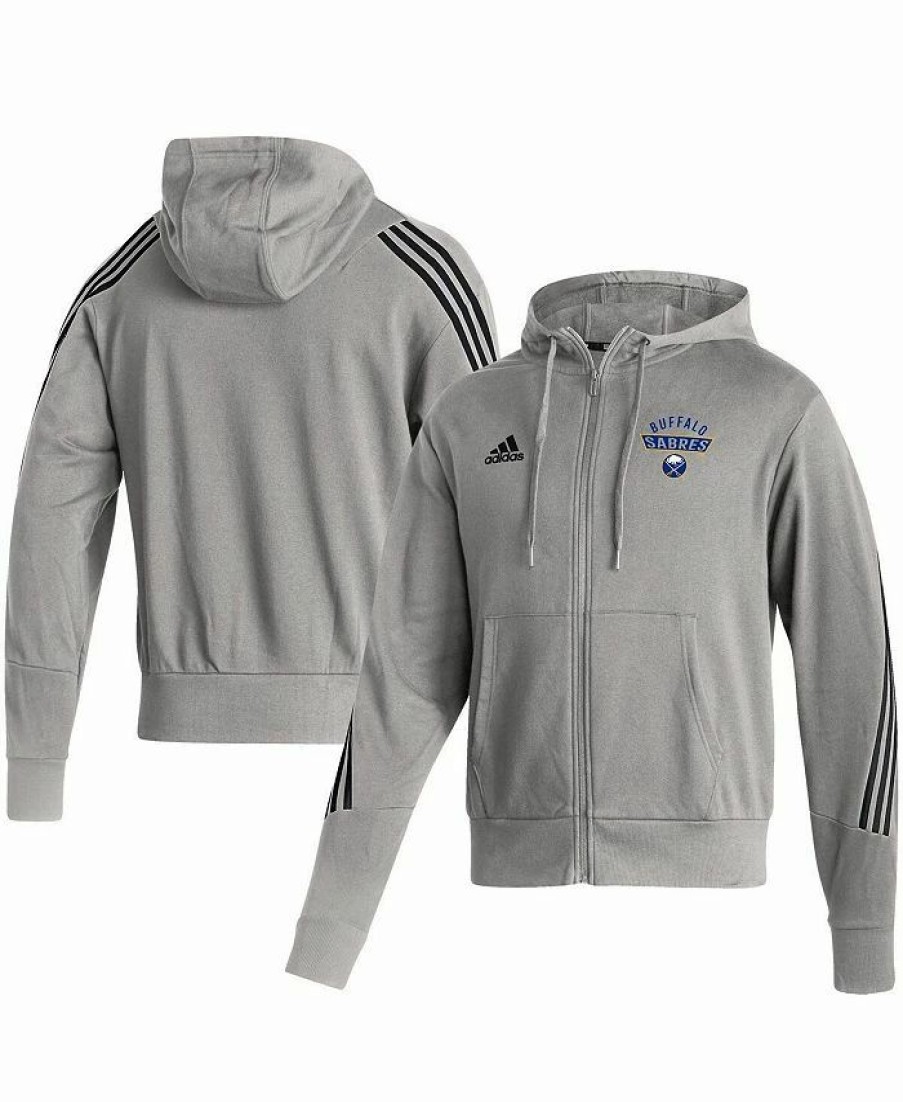 Sports Fan Shop * | Adidas Men'S Buffalo Sabres Fashion Full-Zip Hoodie Heathered Gray