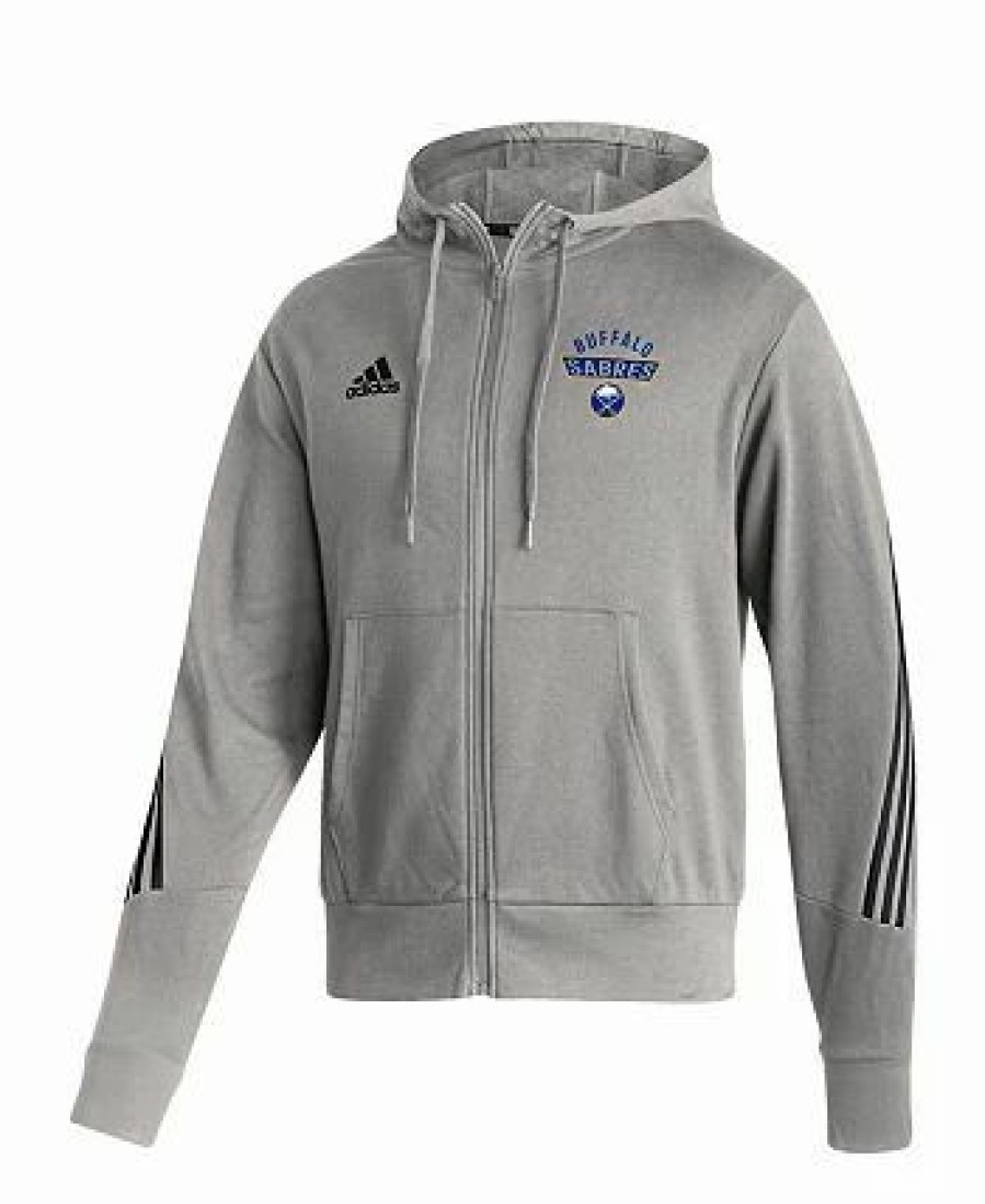 Sports Fan Shop * | Adidas Men'S Buffalo Sabres Fashion Full-Zip Hoodie Heathered Gray