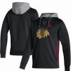 Sports Fan Shop * | Adidas Men'S Chicago Hawks Skate Lace Aeroready Pullover Hoodie Black