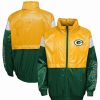 Sports Fan Shop * | Outerstuff Youth Boys And Girls Green Bay Packers Goal Line Stance Full-Zip Hoodie Windbreaker Gold, Green