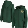 Sports Fan Shop * | Outerstuff Youth Oakland Athletics Logo Full-Zip Hoodie Green