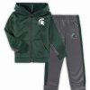 Sports Fan Shop * | Toddler Boys Michigan State Spartans Shark Full-Zip Hoodie Jacket And Pants Set Green, Gray