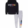 Kids * | Champion Little Boys C Rings Fleece Hoodie And Joggers, 2 Piece Set Black, Oxford Heather