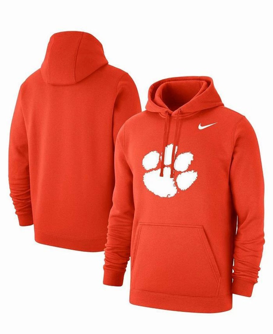 Sports Fan Shop * | Nike Men'S Clemson Tigers Logo Club Pullover Hoodie Orange