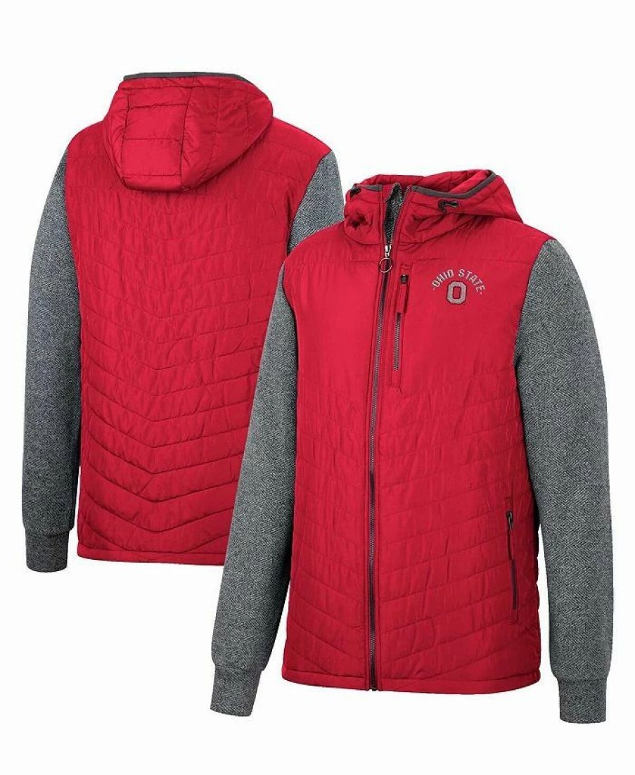 Sports Fan Shop * | Men'S Ohio State Buckeyes Course Herringbone Full-Zip Hoodie Scarlet