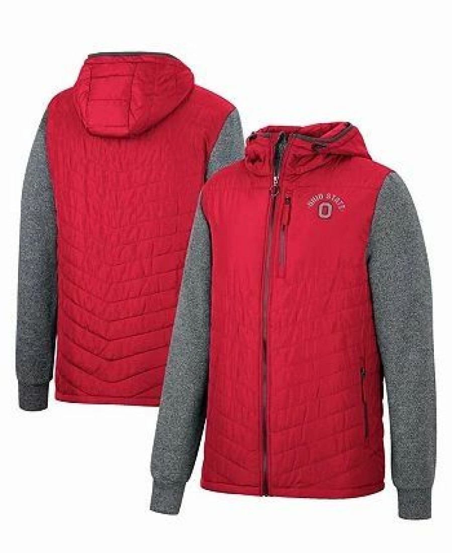 Sports Fan Shop * | Men'S Ohio State Buckeyes Course Herringbone Full-Zip Hoodie Scarlet