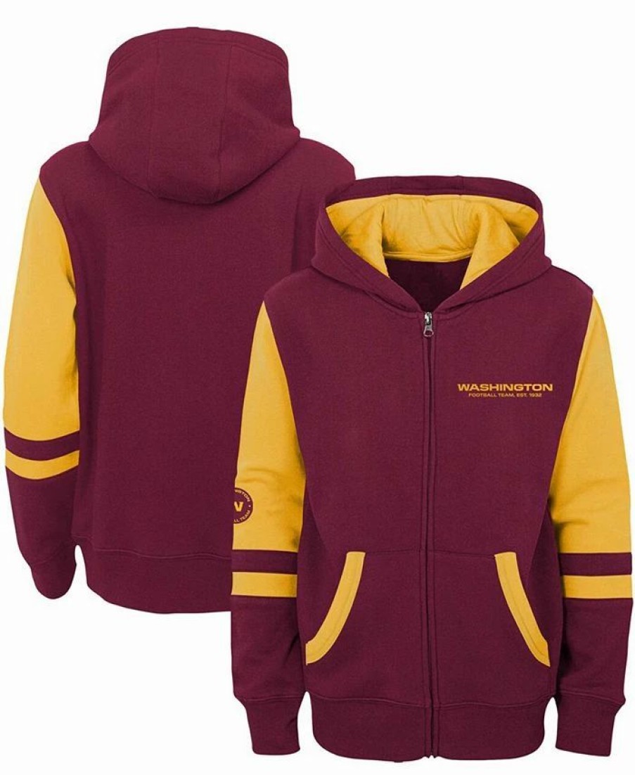 Sports Fan Shop * | Outerstuff Youth Boys Washington Football Team Stadium Full-Zip Hoodie Burgundy