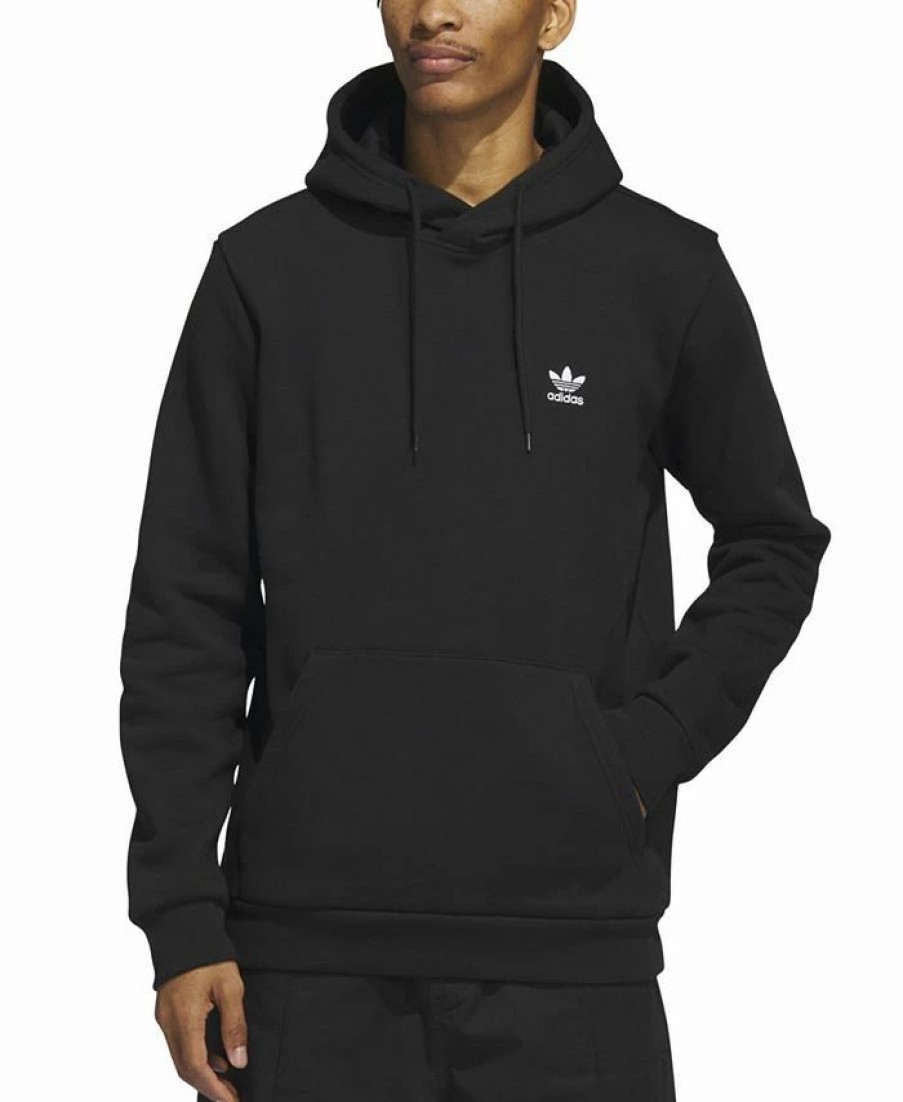 Activewear * | Adidas Men'S Trefoil Essentials Long-Sleeve Hoodie Black