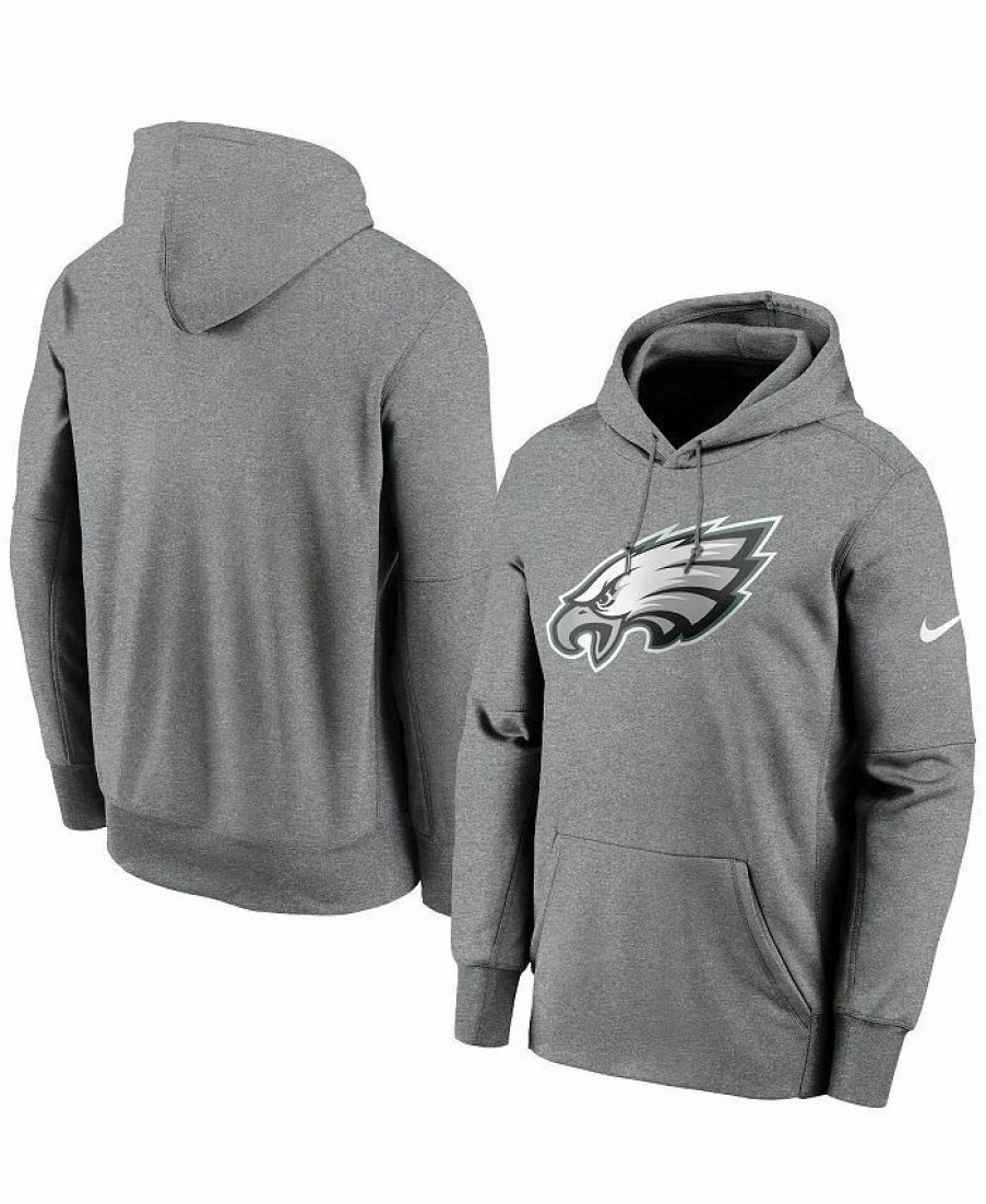 Sports Fan Shop * | Nike Men'S Philadelphia Eagles Fan Gear Primary Logo Performance Pullover Hoodie Heathered Gray