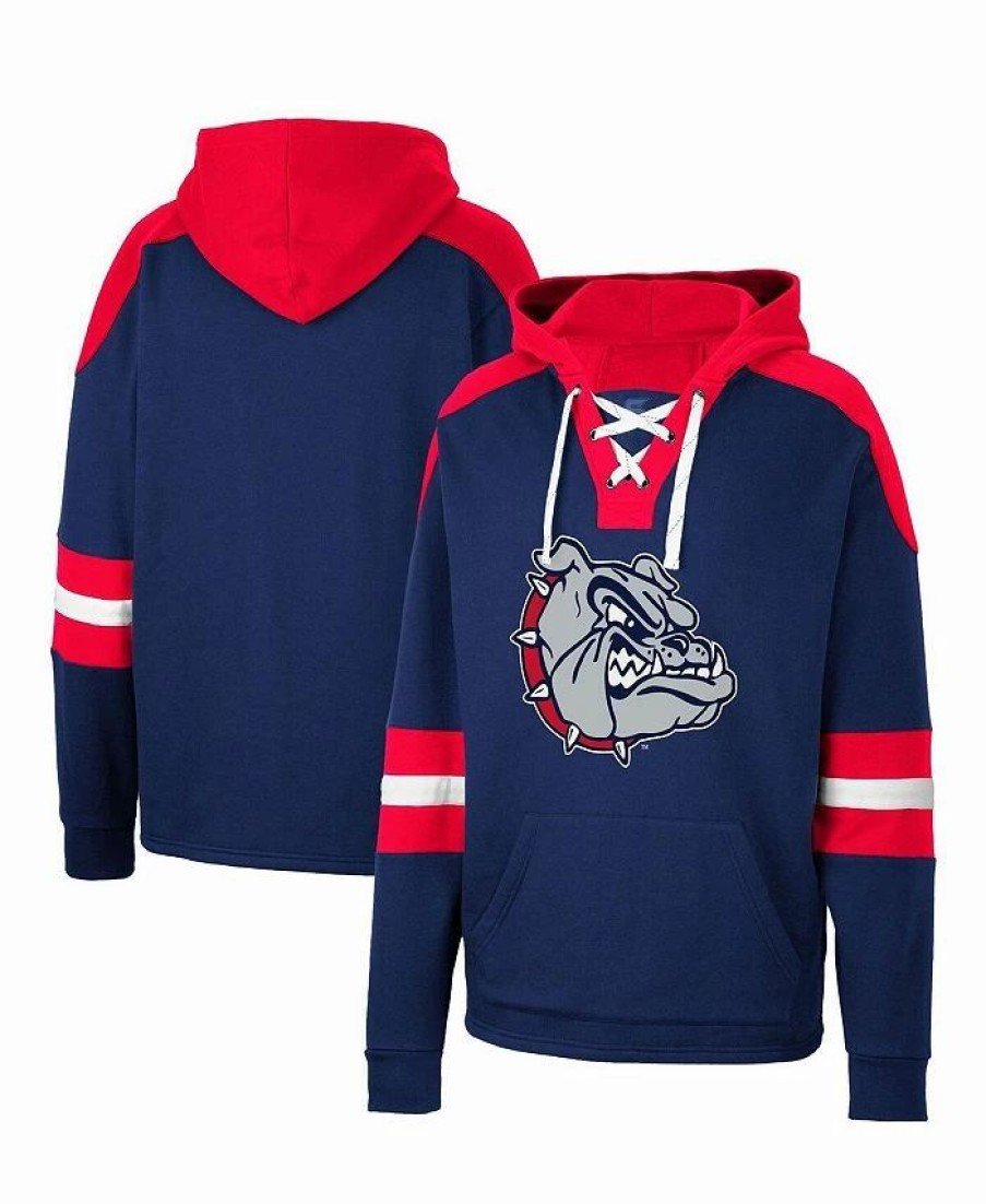 Sports Fan Shop * | Men'S Gonzaga Bulldogs Lace-Up 4.0 Pullover Hoodie Navy