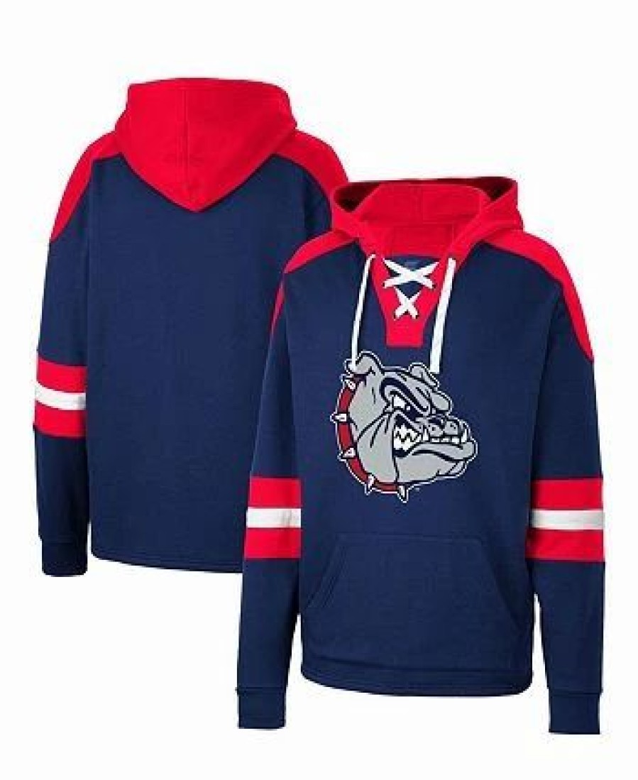 Sports Fan Shop * | Men'S Gonzaga Bulldogs Lace-Up 4.0 Pullover Hoodie Navy