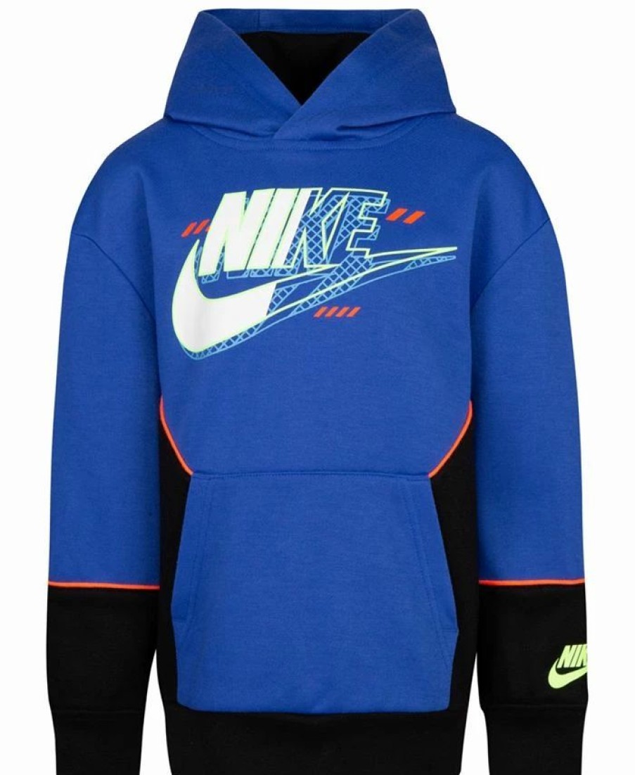 Kids * | Nike Little Boys Pullover Digital Escape Hoodie Game Royal