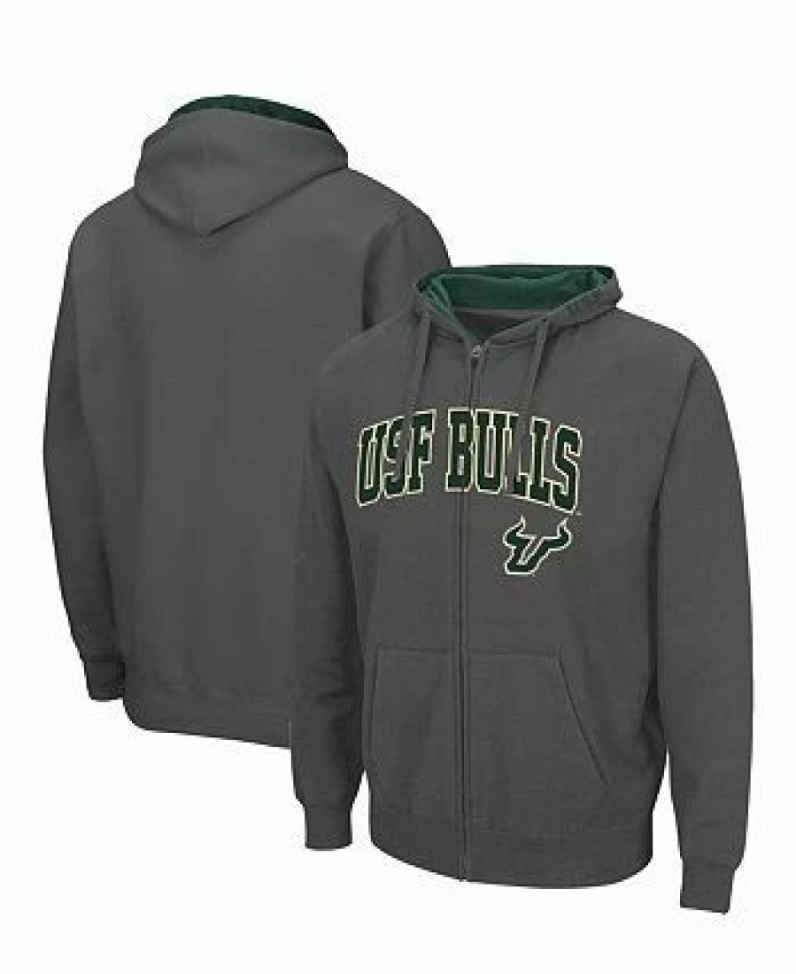 Sports Fan Shop * | Men'S South Florida Bulls Arch Logo 3.0 Full-Zip Hoodie Charcoal