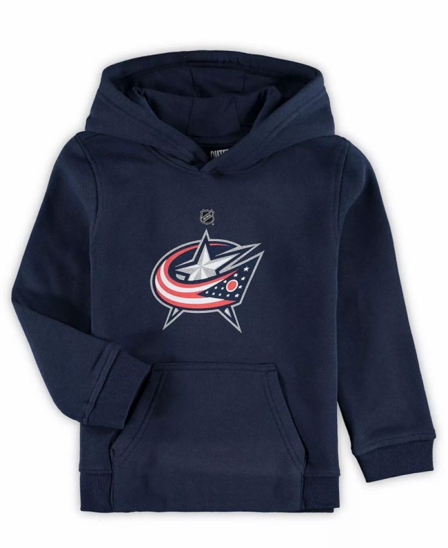 Sports Fan Shop * | Outerstuff Little Boys Columbus Blue Jackets Primary Logo Pullover Hoodie Navy