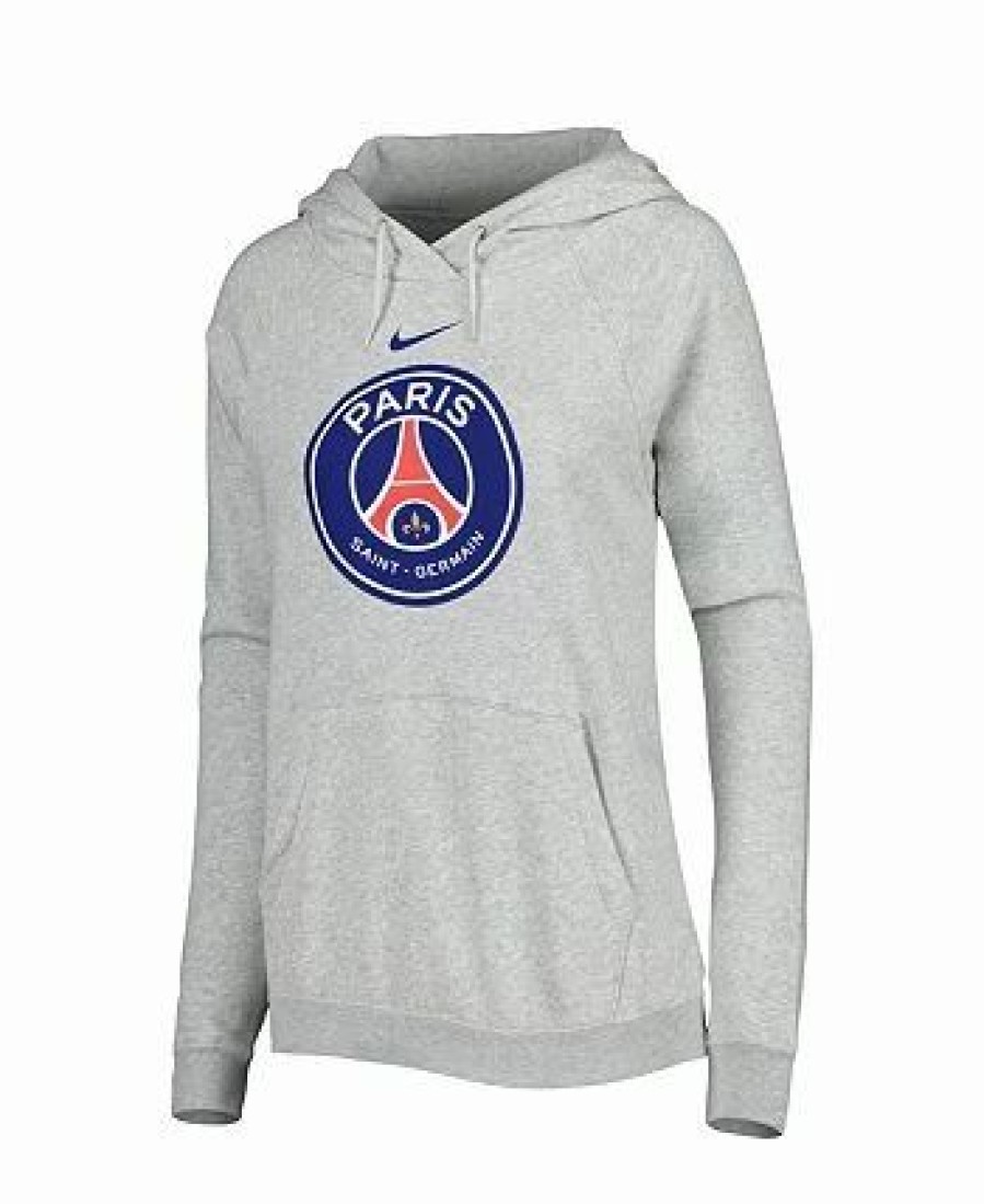 Sports Fan Shop * | Nike Women'S Paris Saint-Germain Varsity Raglan Tri-Blend Pullover Hoodie Heather Gray