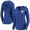 Sports Fan Shop * | Women'S Toronto Maple Leafs Soaring Puck Pullover Lace-Up V-Neck Hoodie Blue