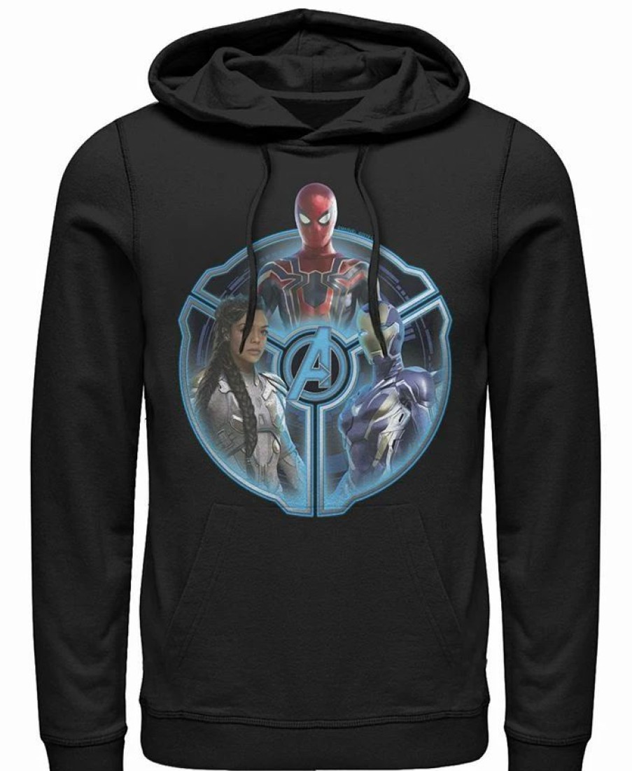 Hoodies & Sweatshirts * | Marvel Men'S Avengers Endgame Triple Hero Wheel, Pullover Hoodie Black