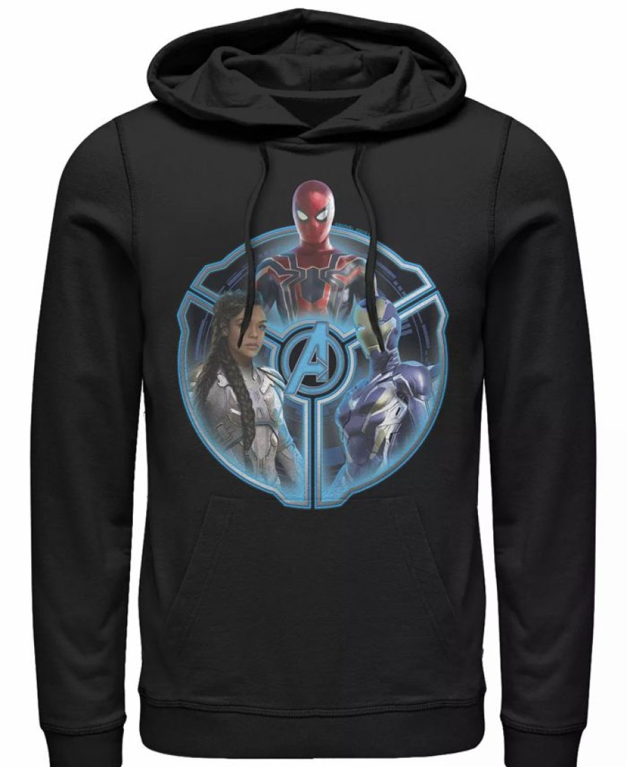 Hoodies & Sweatshirts * | Marvel Men'S Avengers Endgame Triple Hero Wheel, Pullover Hoodie Black