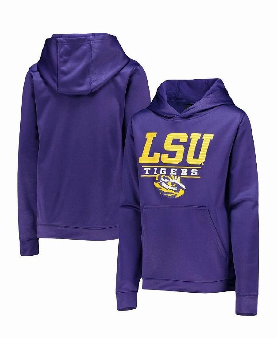 Sports Fan Shop * | Outerstuff Boys Youth Lsu Tigers Fast Pullover Hoodie Purple