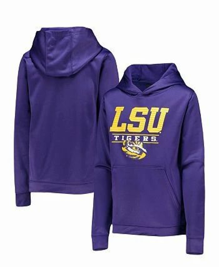 Sports Fan Shop * | Outerstuff Boys Youth Lsu Tigers Fast Pullover Hoodie Purple