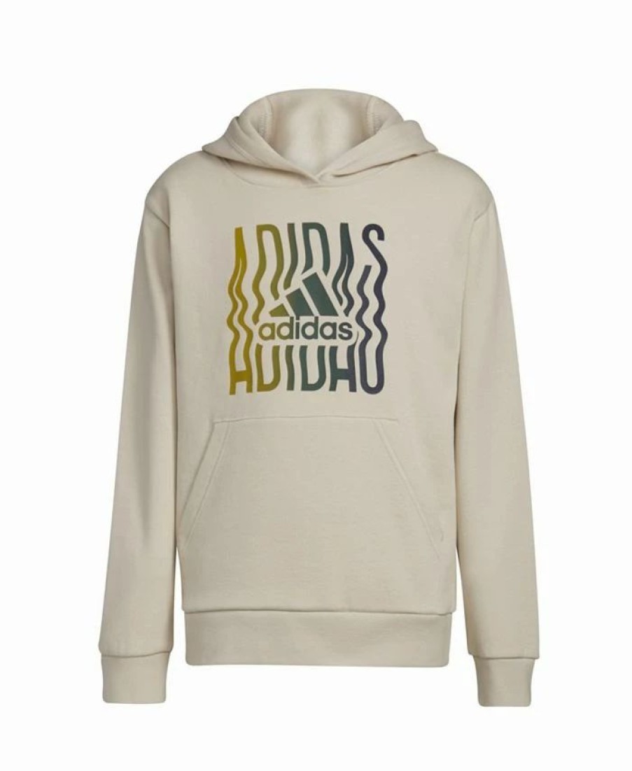 Kids * | Adidas Big Boys Extended Size Long Sleeve Game-On Graphic Fleece Hoodie Alumina