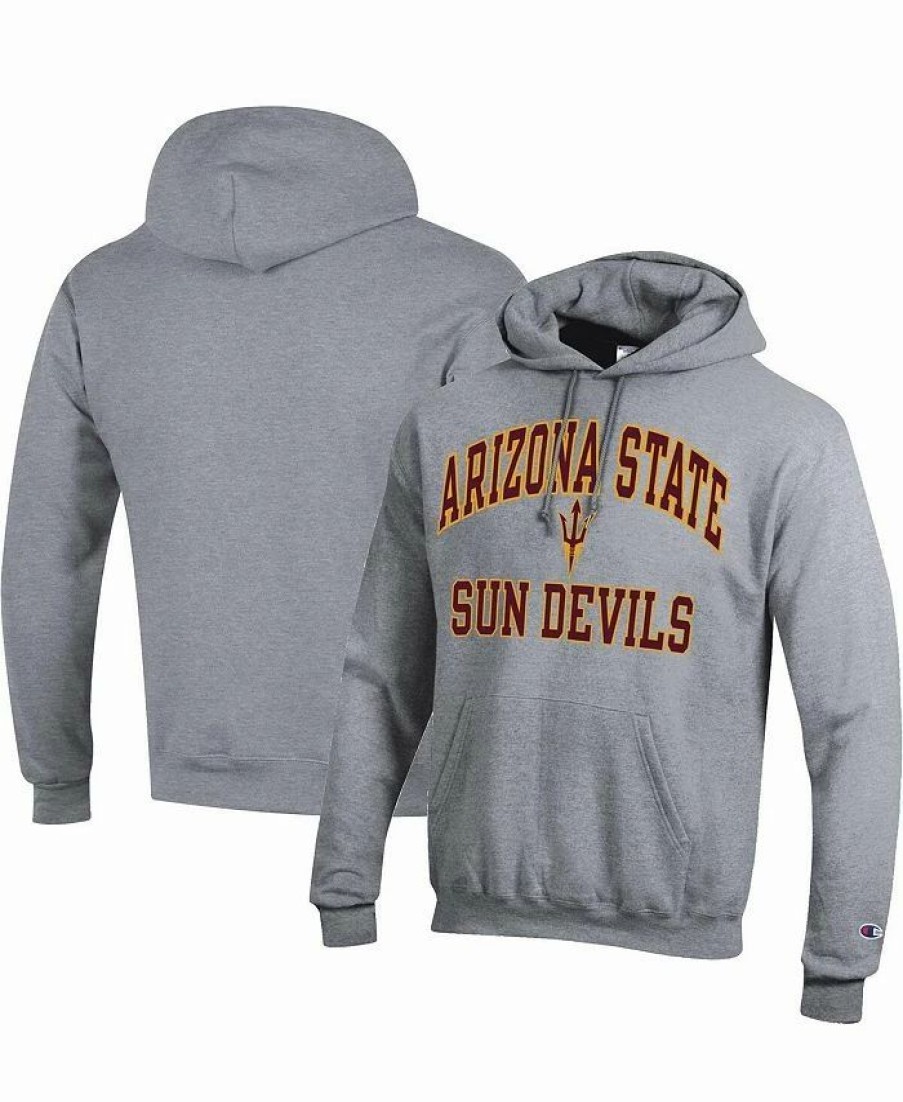 Sports Fan Shop * | Champion Men'S Arizona State Sun Devils High Motor Pullover Hoodie Heather Gray