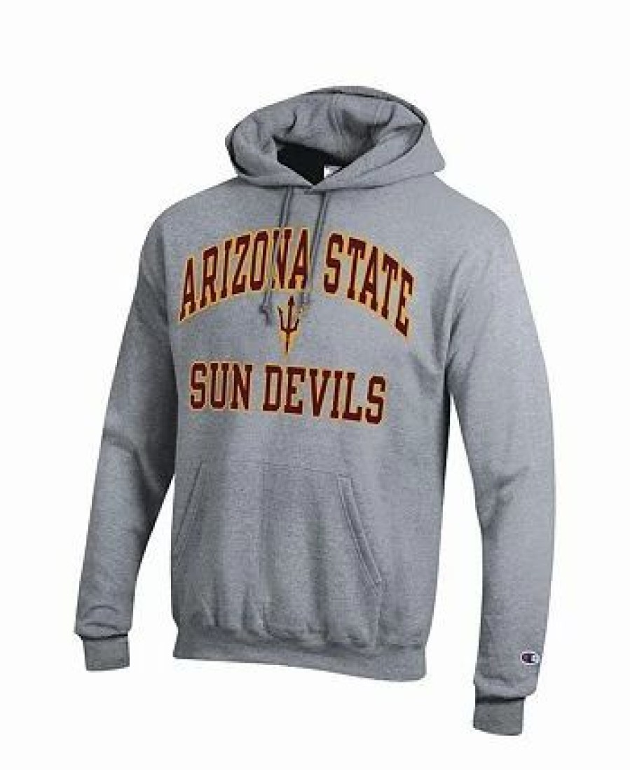 Sports Fan Shop * | Champion Men'S Arizona State Sun Devils High Motor Pullover Hoodie Heather Gray