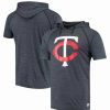 Sports Fan Shop * | Men'S Heather Navy Minnesota Twins Raglan Short Sleeve Pullover Hoodie Heathered Navy