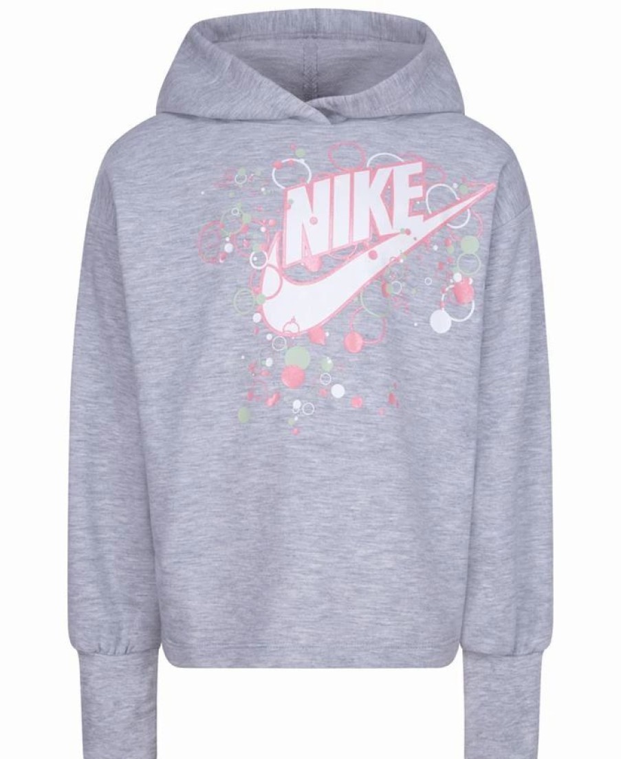 Kids * | Nike Little Girls Dream Chaser Pullover Hoodie Light Smoke Gray Heather