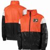 Sports Fan Shop * | Outerstuff Youth Boys Philadelphia Flyers Goal Line Full-Zip Hoodie Windbreaker Jacket Orange, Black