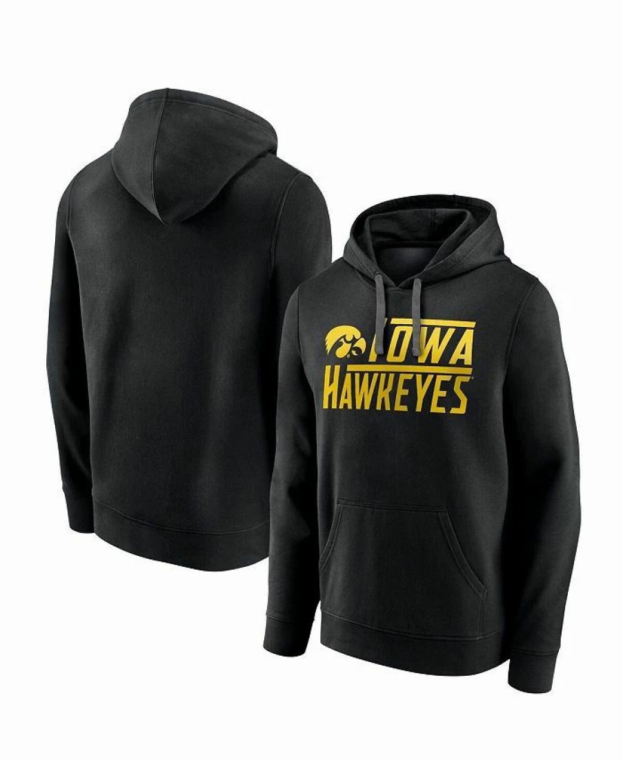 Sports Fan Shop * | Fanatics Men'S Branded Iowa Hawkeyes Favorite Longshot Pullover Hoodie Black