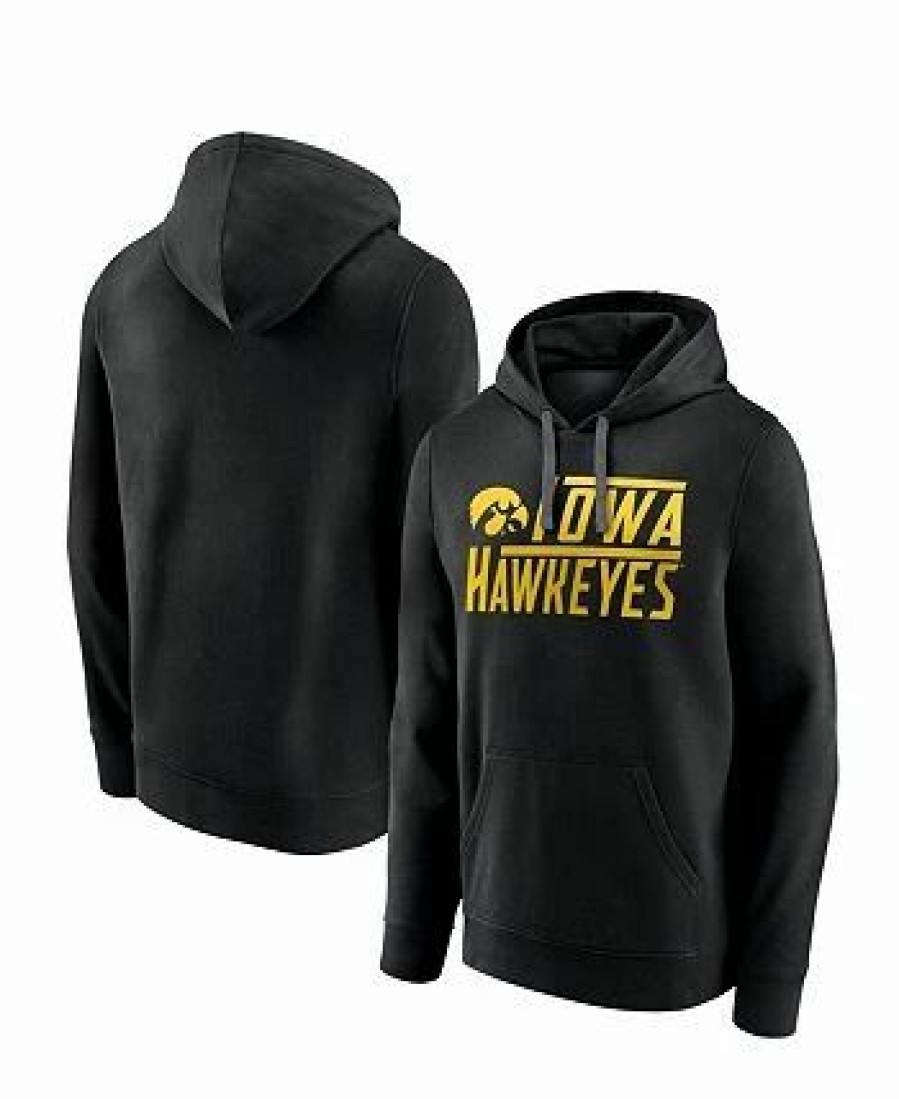 Sports Fan Shop * | Fanatics Men'S Branded Iowa Hawkeyes Favorite Longshot Pullover Hoodie Black