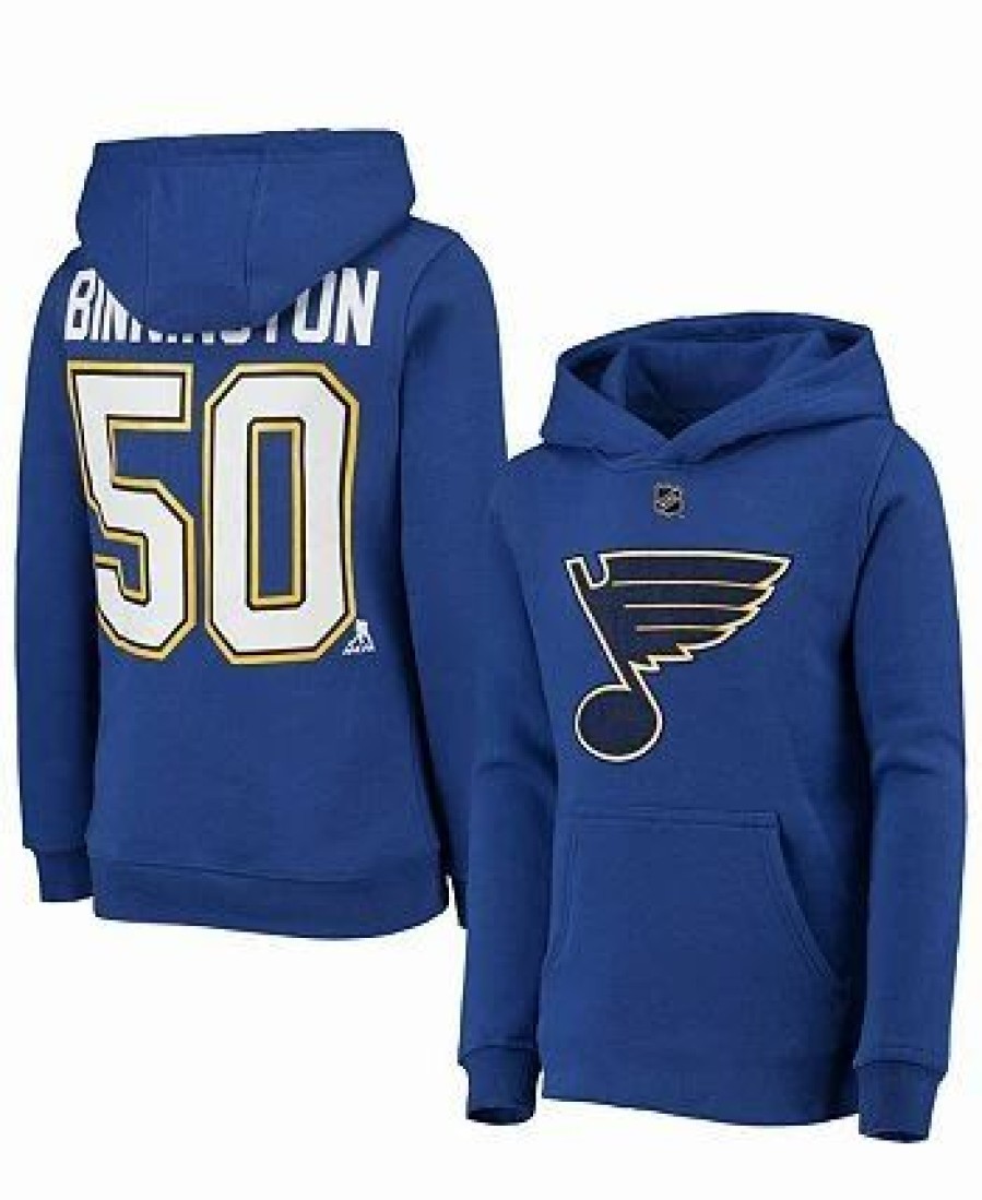 Sports Fan Shop * | Outerstuff Youth Boys Jordan Binnington St. Louis S Player Name And Number Hoodie Blue