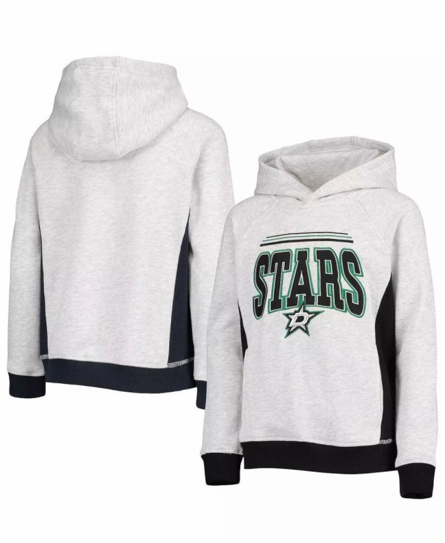 Sports Fan Shop * | Outerstuff Youth Boys Dallas Stars Power Play Raglan Pullover Hoodie Heathered Gray